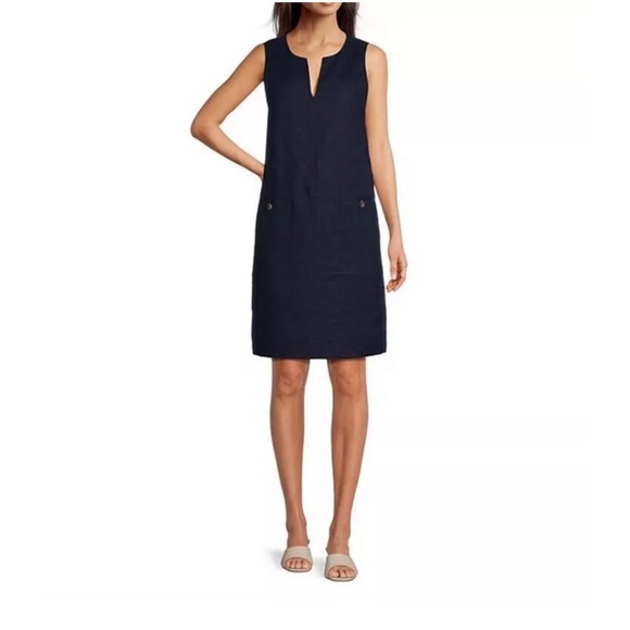 J. McLaughlin Dresses & Skirts - J.‎ McLaughlin Weezie Black Linen Blend Sheath Dress Front Pocket Detail Sz XS